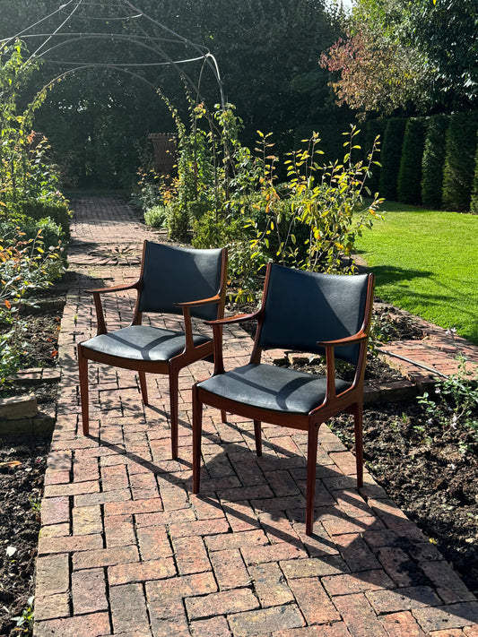 For Clare**price includes shipping **Mid Century Vintage Danish Rosewood Armchairs / Elbow chairs by Johannes Andersen for Uldum Møbelfabrik - A10 Certificate pending.