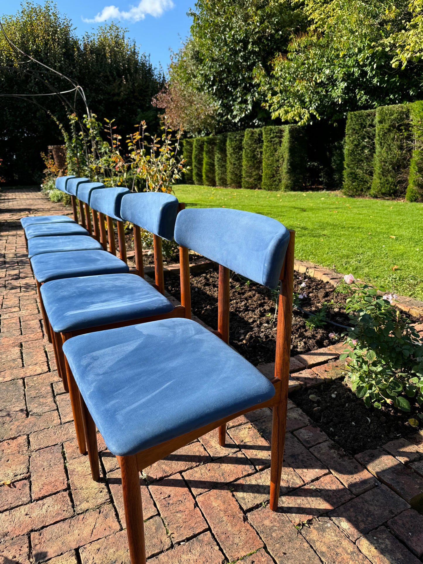 Set of Six Mid Century Modern Danish Rosewood Dining Chairs by Henry Rosengren Hansen