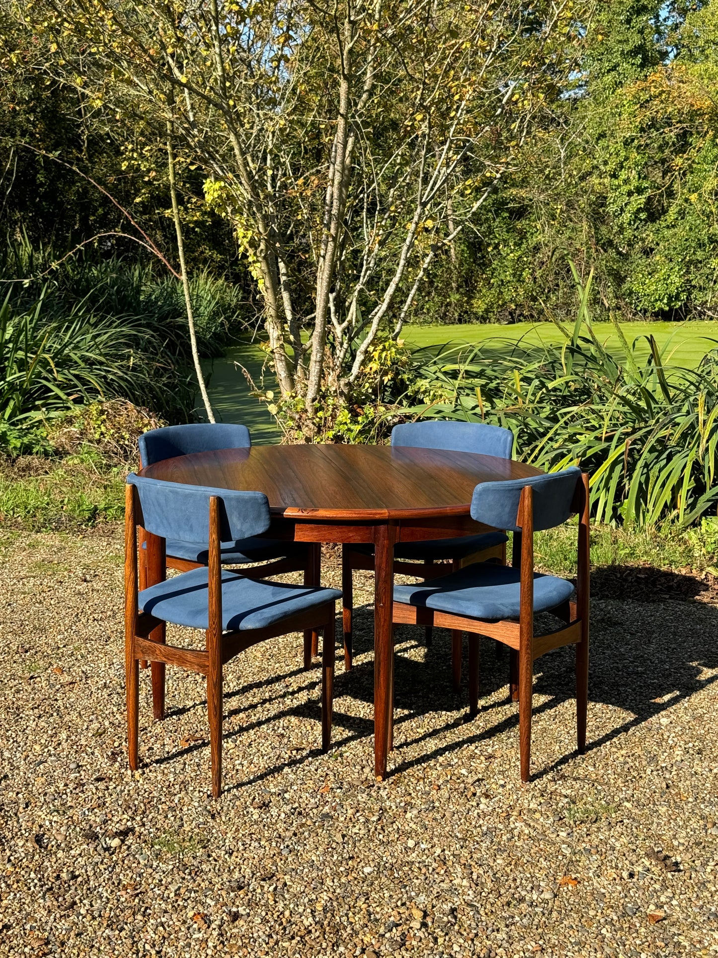 Vintage Mid Century Danish Rosewood Dining Table with Six Dining Chairs - Pending A10 certificate