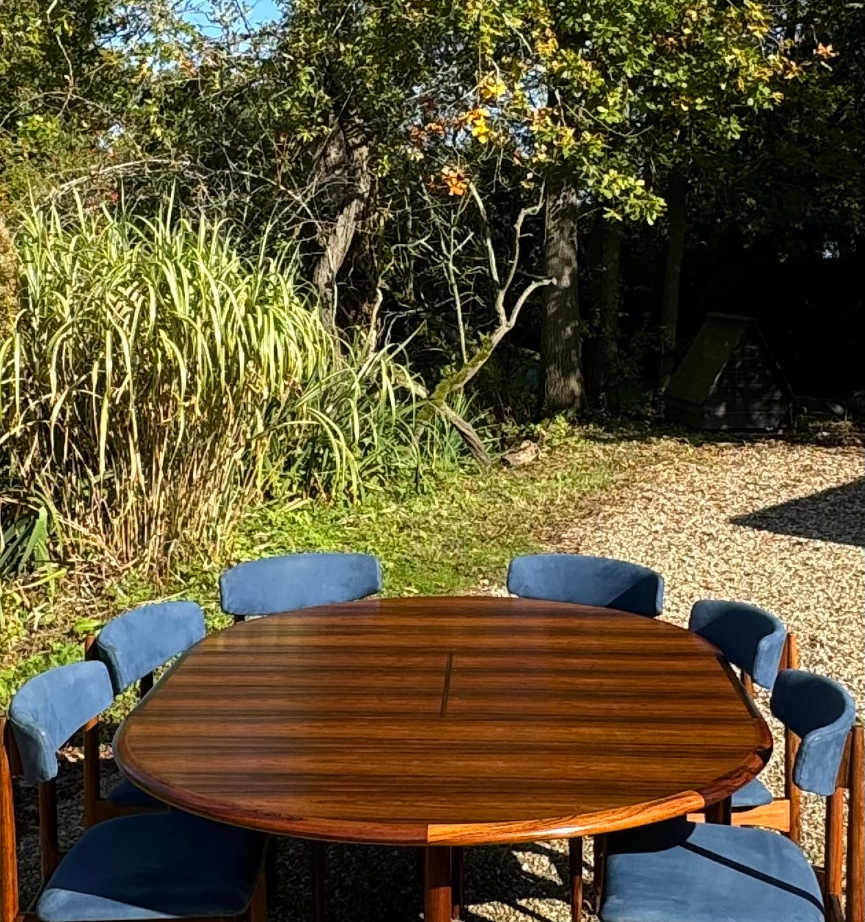 Vintage Mid Century Danish Rosewood Dining Table with Six Dining Chairs - Pending A10 certificate