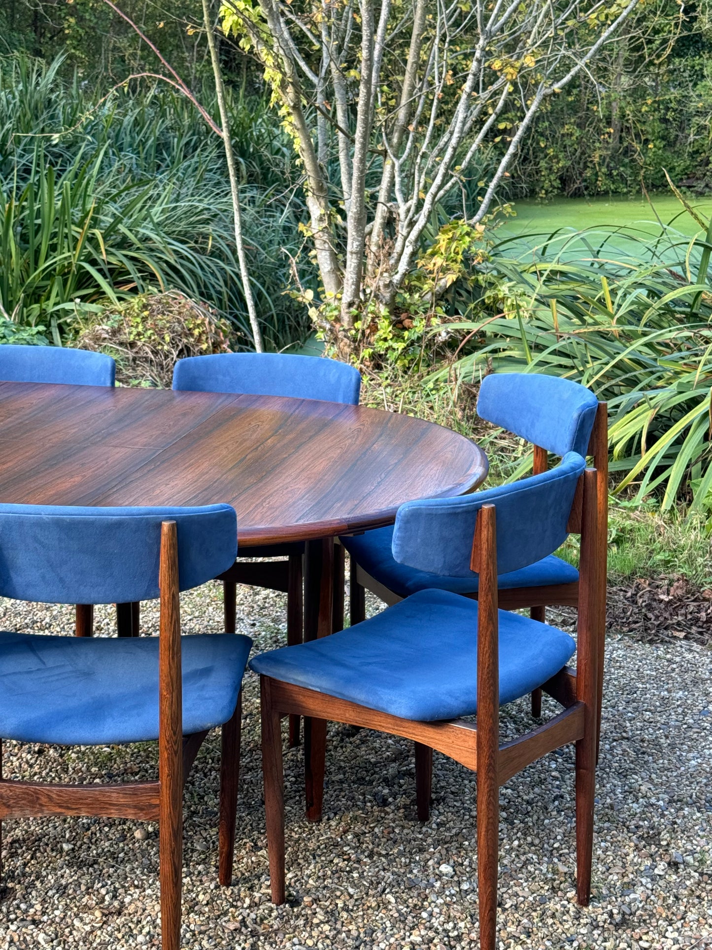 Vintage Mid Century Danish Rosewood Dining Table with Six Dining Chairs - Pending A10 certificate