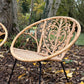 Set Of Two Mid Century Modern Hollywood Regency Wicker Indoor /Outdoor Chairs With Heart Detail