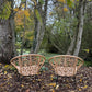 Set Of Two Mid Century Modern Hollywood Regency Wicker Indoor /Outdoor Chairs With Heart Detail