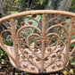 Set Of Two Mid Century Modern Hollywood Regency Wicker Indoor /Outdoor Chairs With Heart Detail