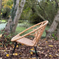 Set Of Two Mid Century Modern Hollywood Regency Wicker Indoor /Outdoor Chairs With Heart Detail