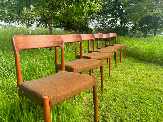 Vintage Mid Century Modern Danish Teak Dining Chairs by Svend Åage Madsen - Set of Six