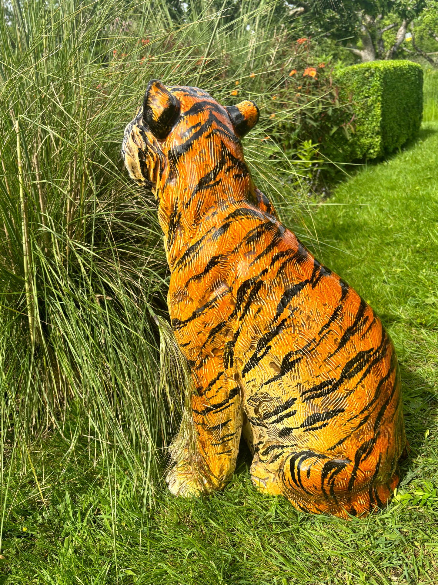 Vintage Mid Century Modern Italian Ceramic Tiger Statue / Sculpture