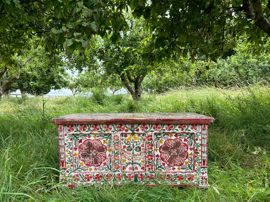 Antique Hand-Painted Marriage Chest / Trunk