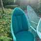 Mid Century Modern Hollywood Regency Rattan Garden Dining Set by Russell Woodard