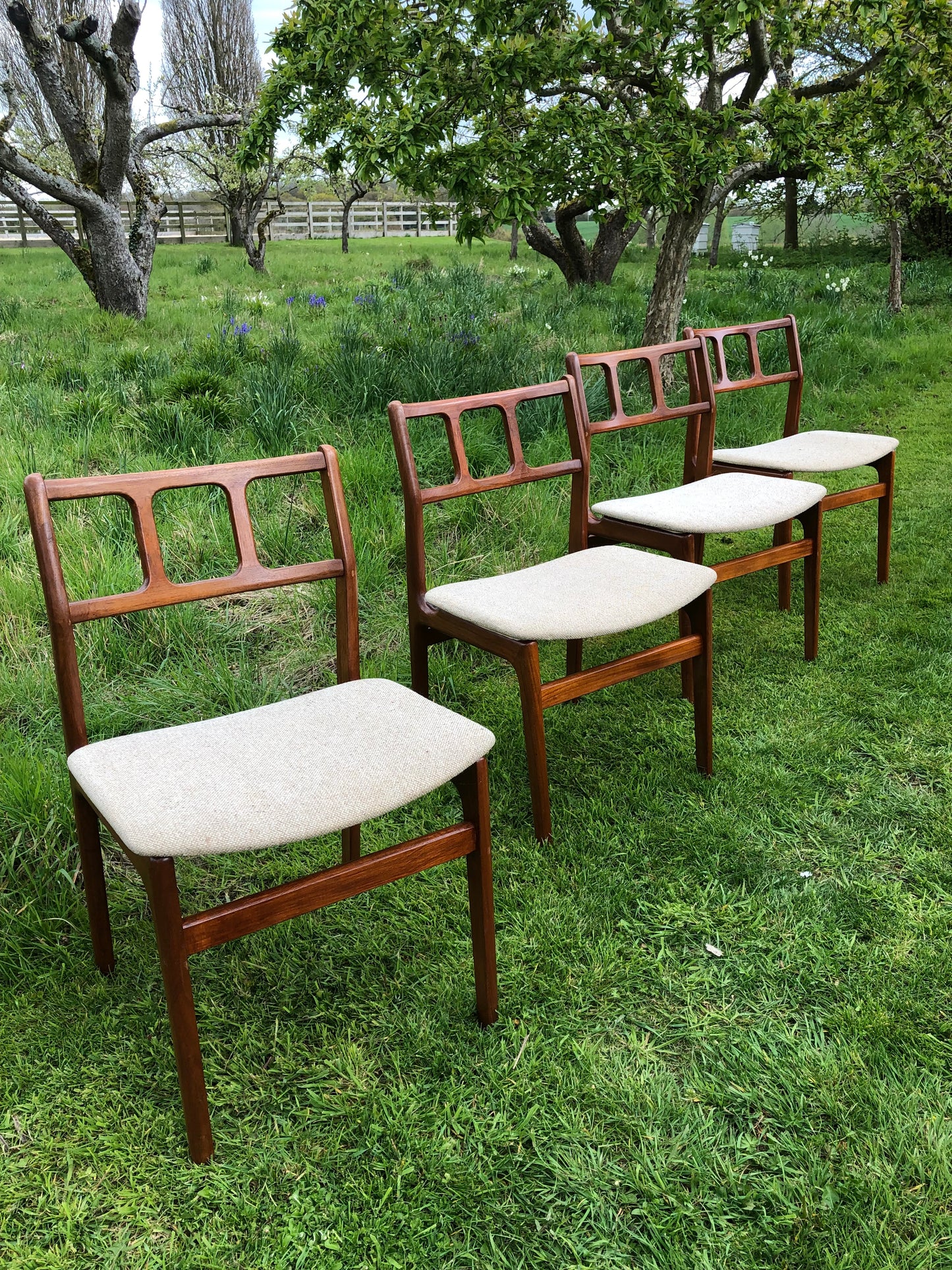 Mid Century Modern solid teak chairs by D Scan