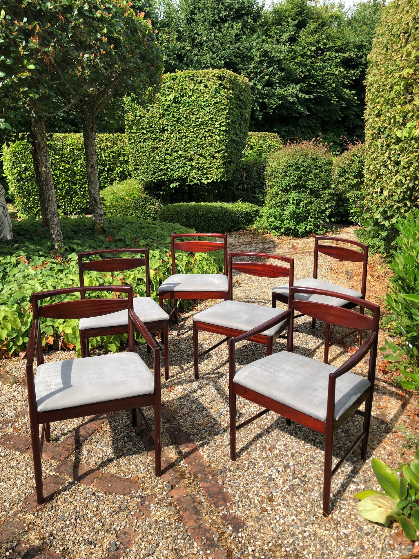 Mid Century Modern Mcintosh Rosewood Dining Table and Set of 6 Dining Chairs by Tom Robertson, 1960s - Pending A10 certificate