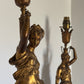 Antique French Gilt Metal Table Lamps: Classical Maiden Design, 1890s