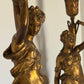 Antique French Gilt Metal Table Lamps: Classical Maiden Design, 1890s