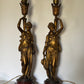 Antique French Gilt Metal Table Lamps: Classical Maiden Design, 1890s