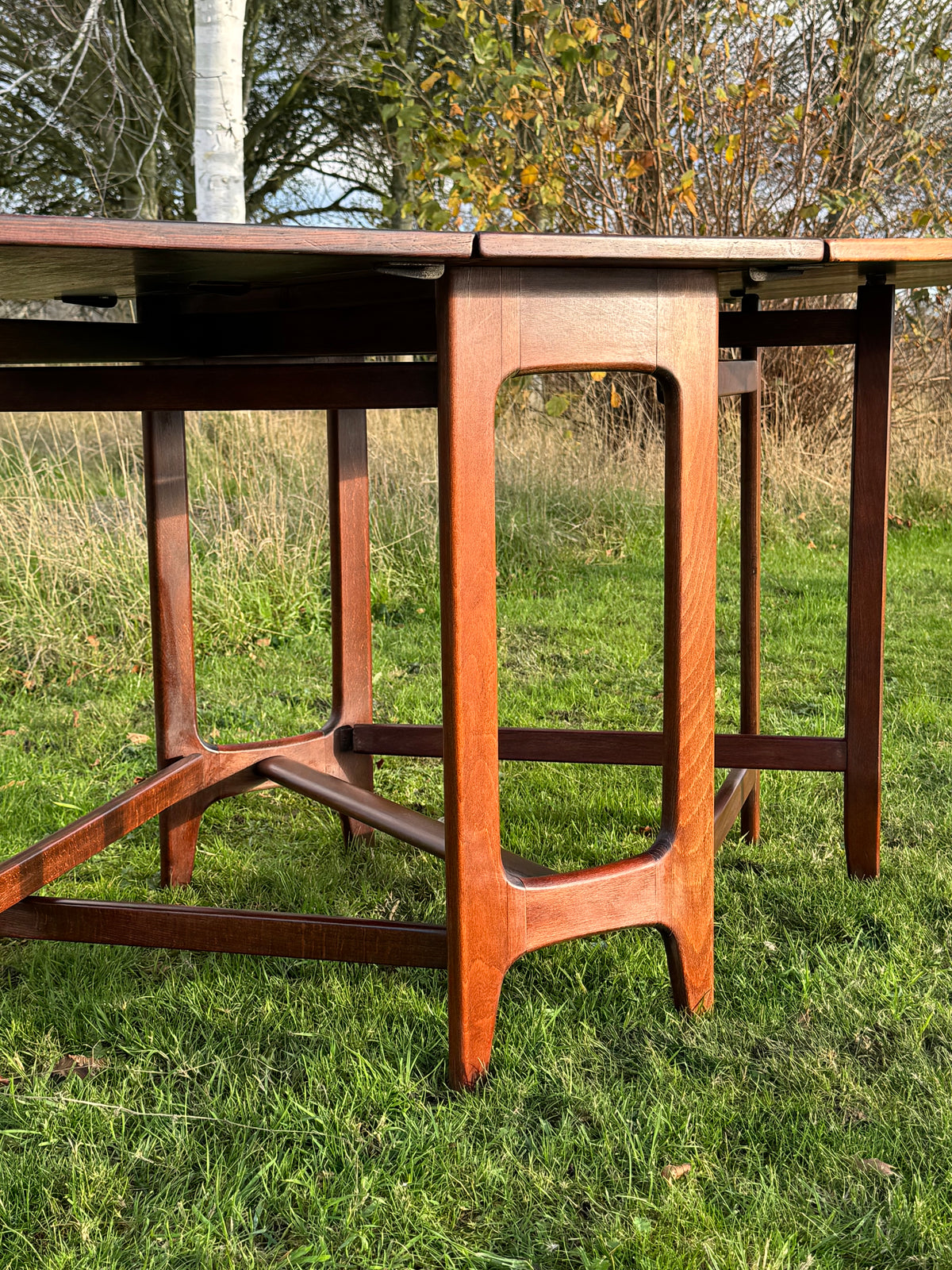 For Lacey **Price includes shipping, crate, CITES and tariffs ** Fifty per cent deposit ***for Mid Century Rosewood drop leaf dining table by Bendt Winge for Kleppes Moblefabrick, Norway 1960.