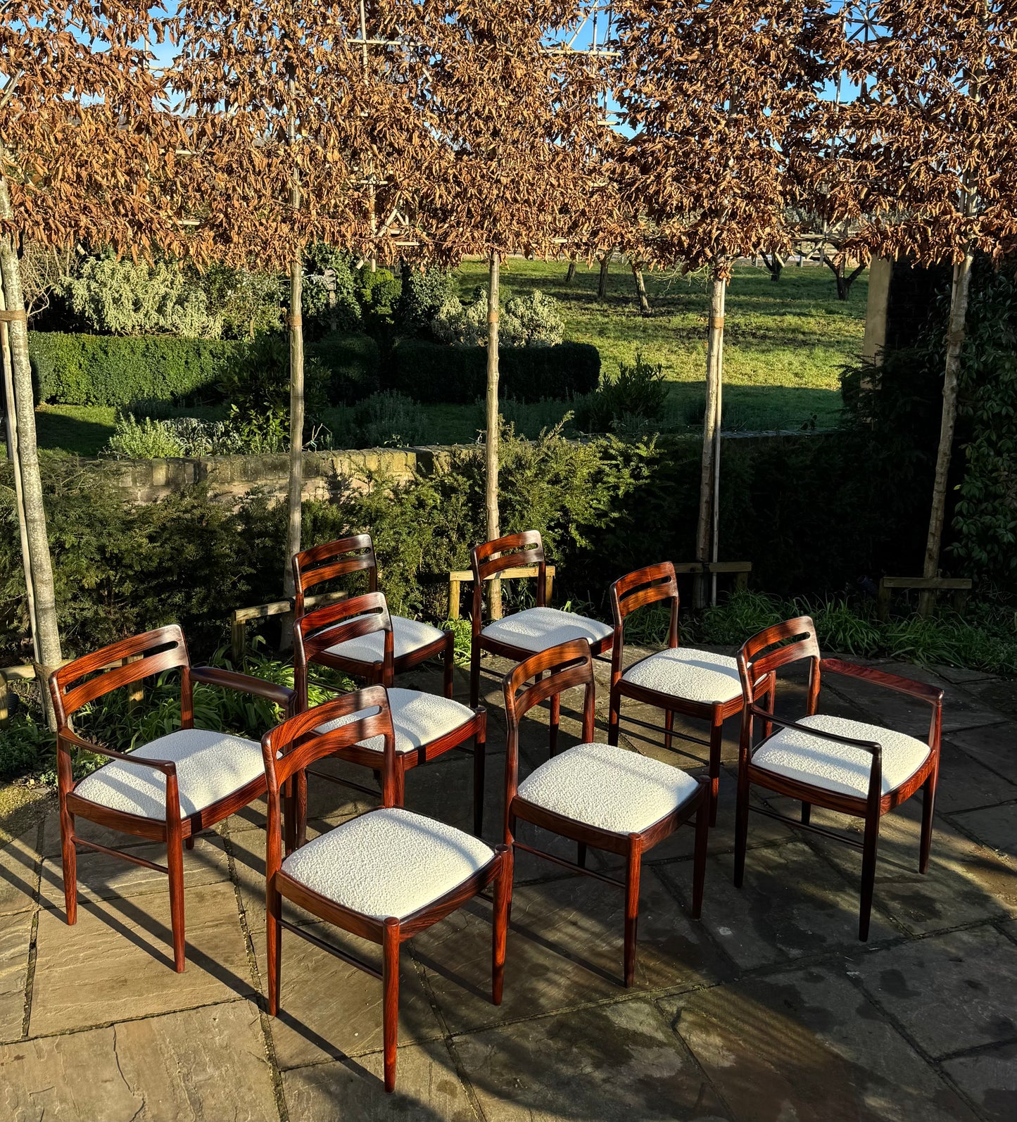 Mid Century Modern Danish Rosewood Dining Table and Eight Rosewood chairs by H W Klein for Bramin 1960s - Pending A10 certificate