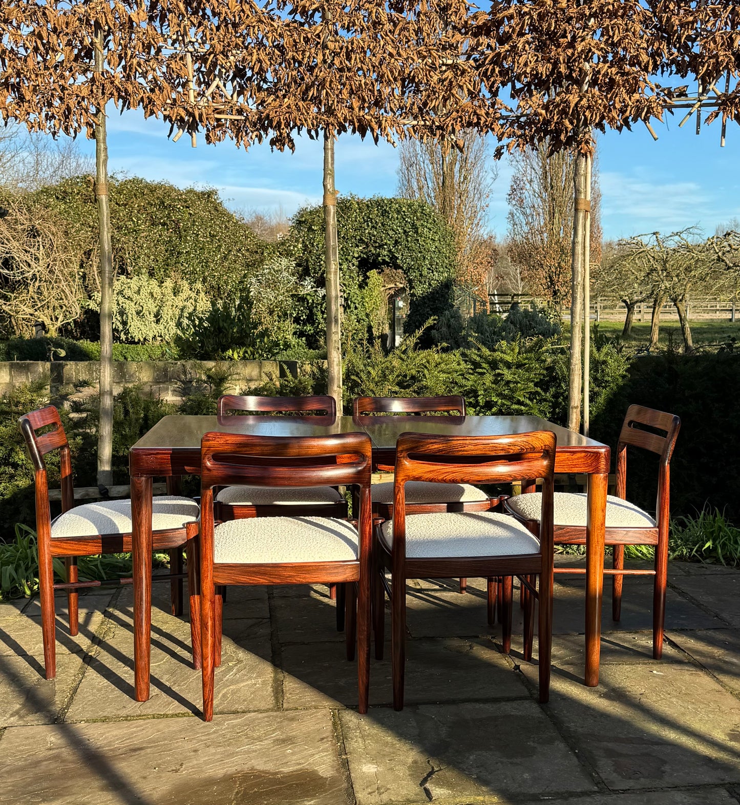 Mid Century Modern Danish Rosewood Dining Table and Eight Rosewood chairs by H W Klein for Bramin 1960s - Pending A10 certificate