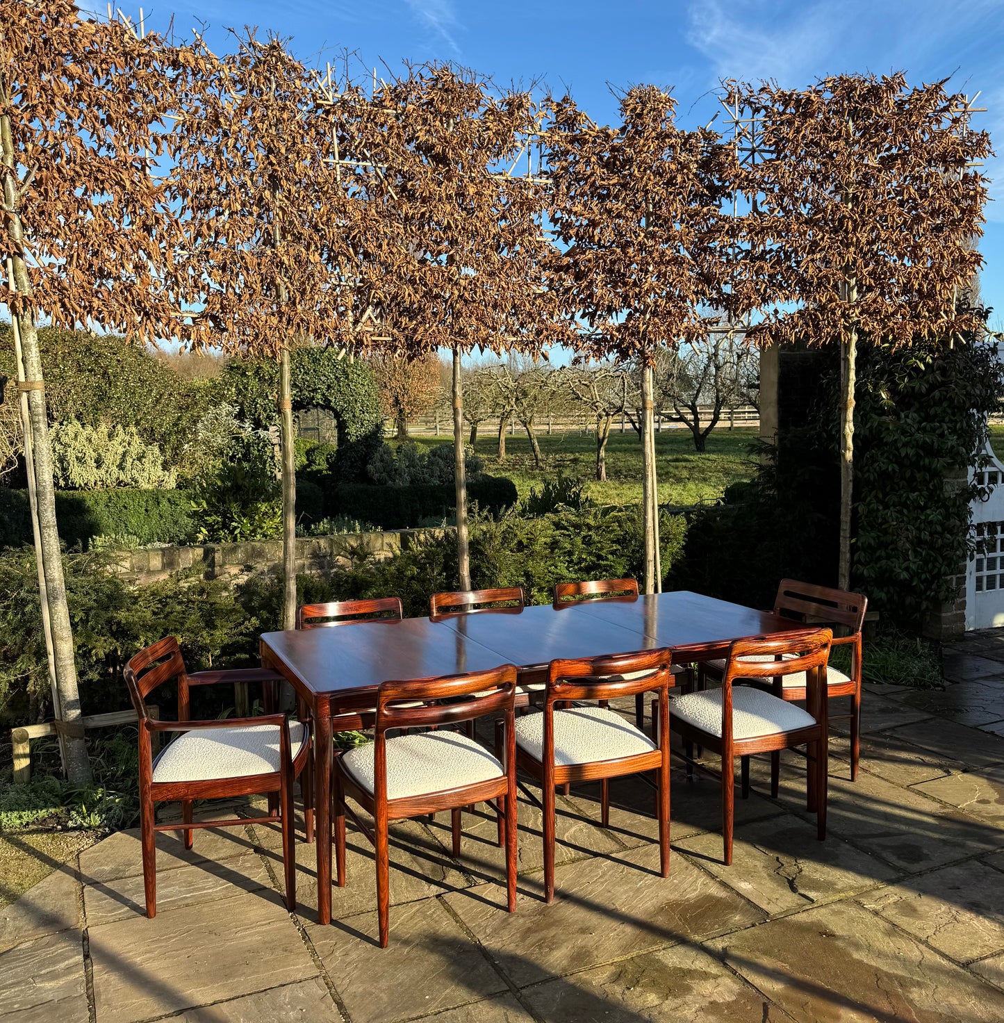 Mid Century Modern Danish Rosewood Dining Table and Eight Rosewood chairs by H W Klein for Bramin 1960s - Pending A10 certificate