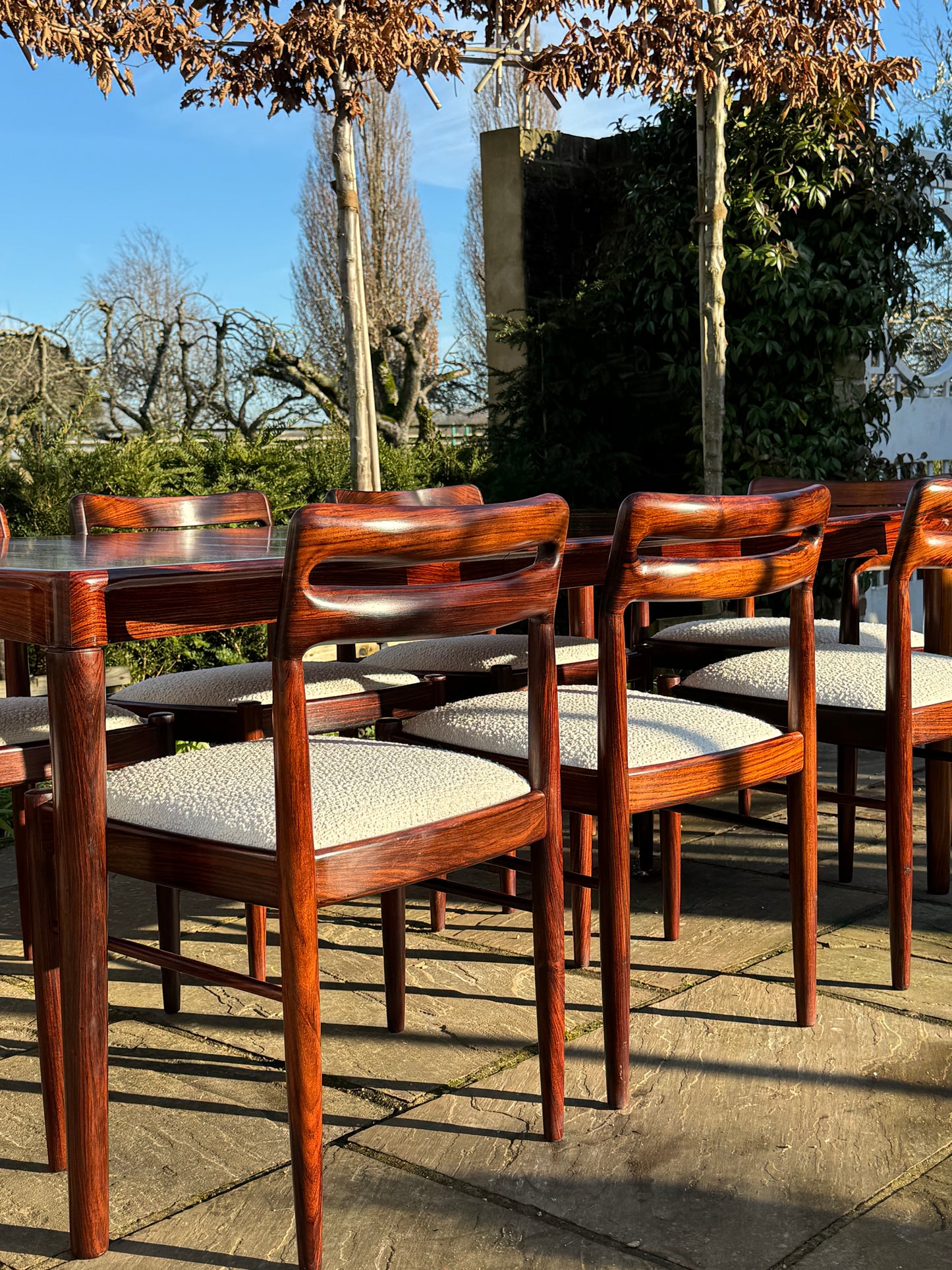 Mid Century Modern Danish Rosewood Dining Table and Eight Rosewood chairs by H W Klein for Bramin 1960s - Pending A10 certificate