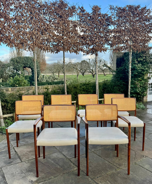 Danish Rosewood Set of Eight  Dining Chairs by Nils Otto Moller 1960.