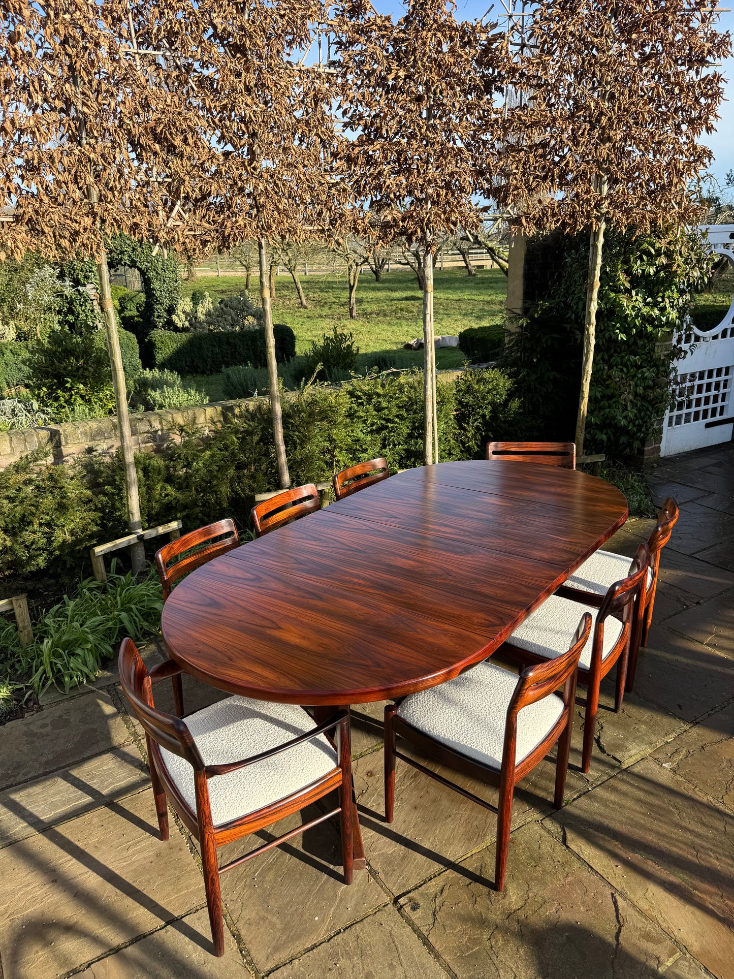 Mid Century Modern Danish Rosewood Dining Table and Eight Rosewood chairs by H W Klein for Bramin 1960s - Pending A10 certificate
