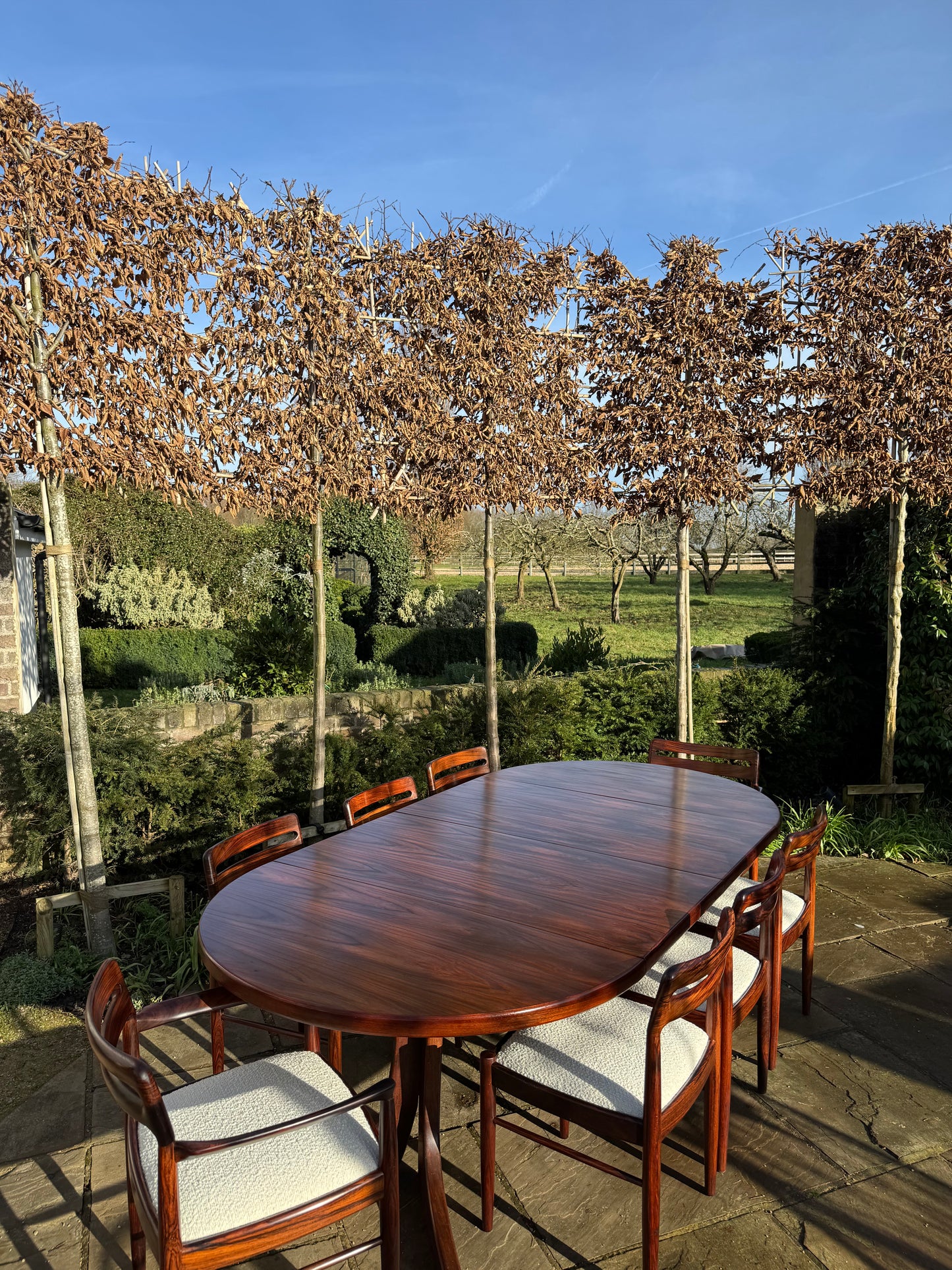 Mid Century Modern Danish Rosewood Dining Table and Eight Rosewood chairs by H W Klein for Bramin 1960s - Pending A10 certificate