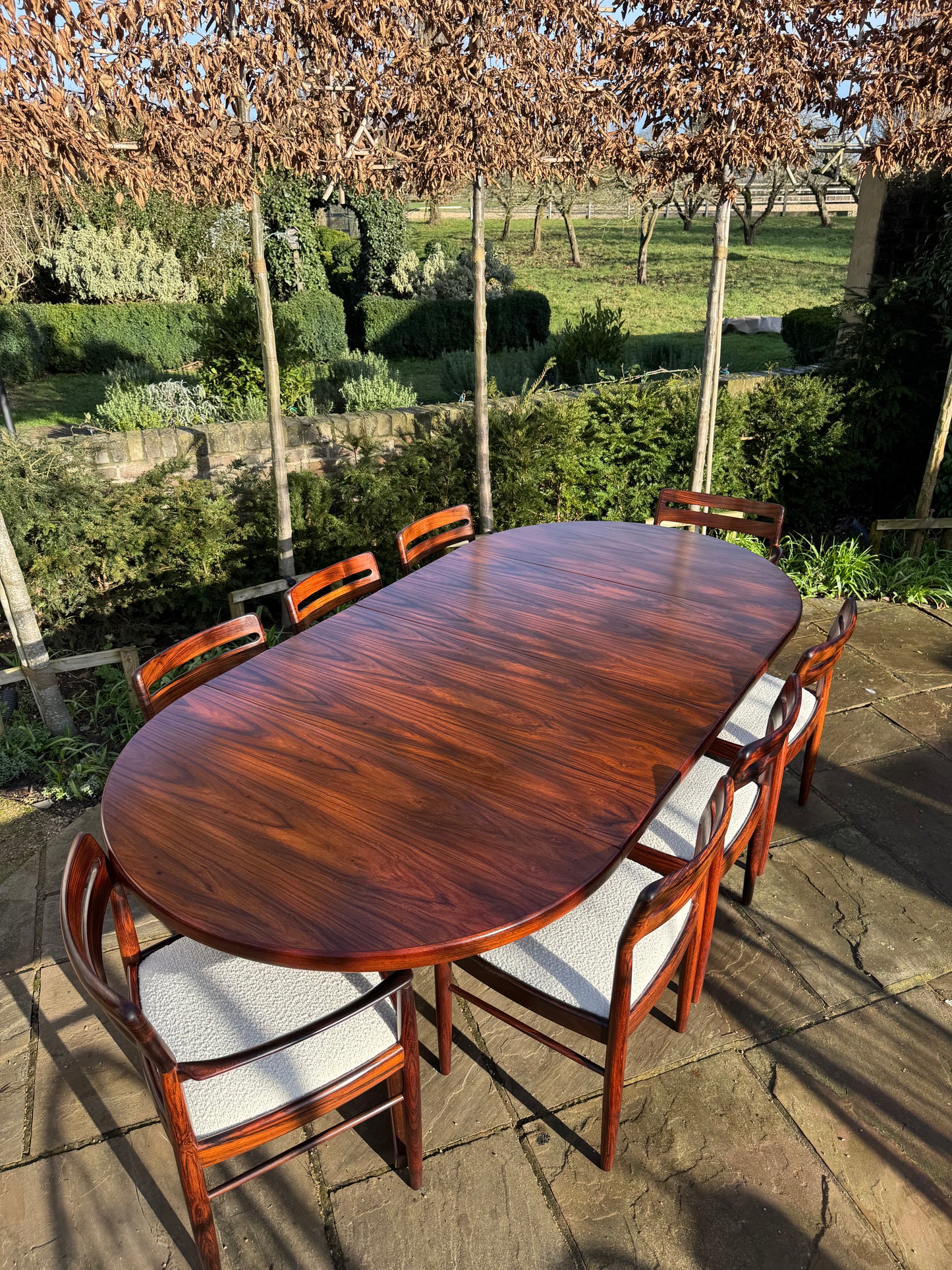 Mid Century Modern Danish Rosewood Dining Table and Eight Rosewood chairs by H W Klein for Bramin 1960s - Pending A10 certificate