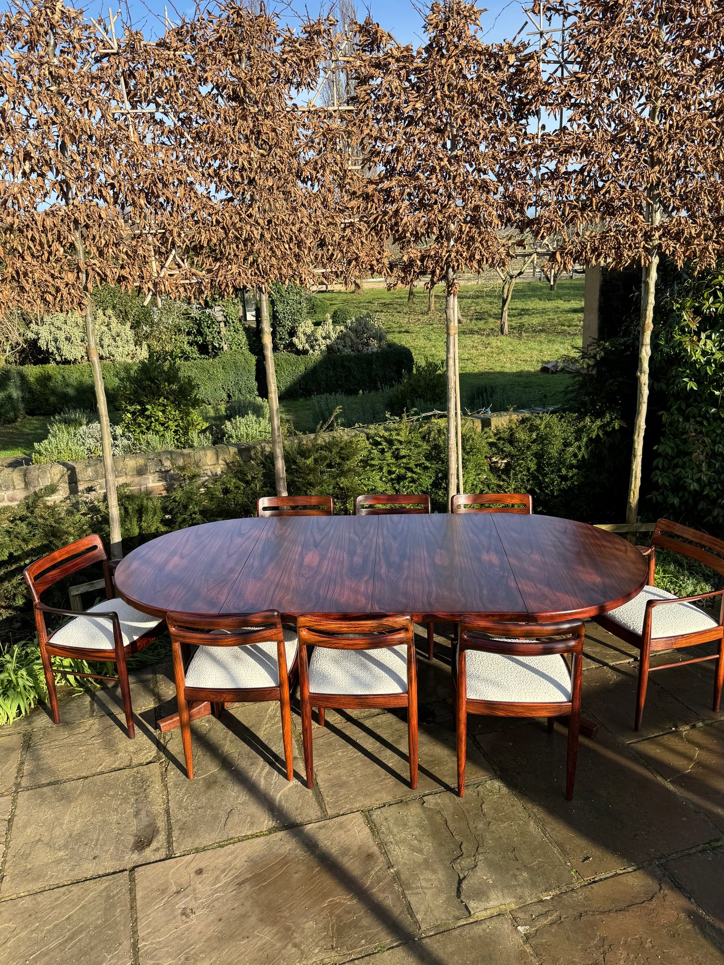 Mid Century Modern Danish Rosewood Dining Table and Eight Rosewood chairs by H W Klein for Bramin 1960s - Pending A10 certificate