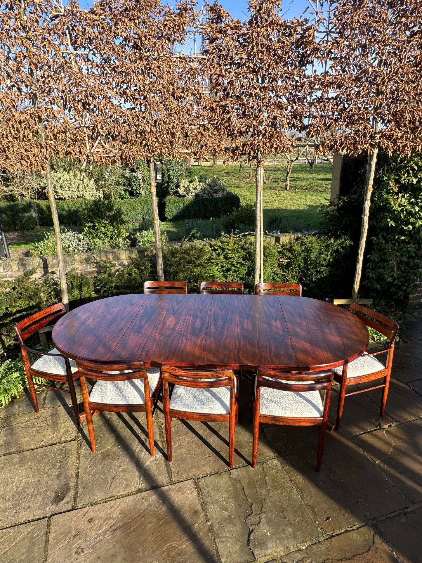 Mid Century Modern Danish Rosewood Dining Table and Eight Rosewood chairs by H W Klein for Bramin 1960s - Pending A10 certificate