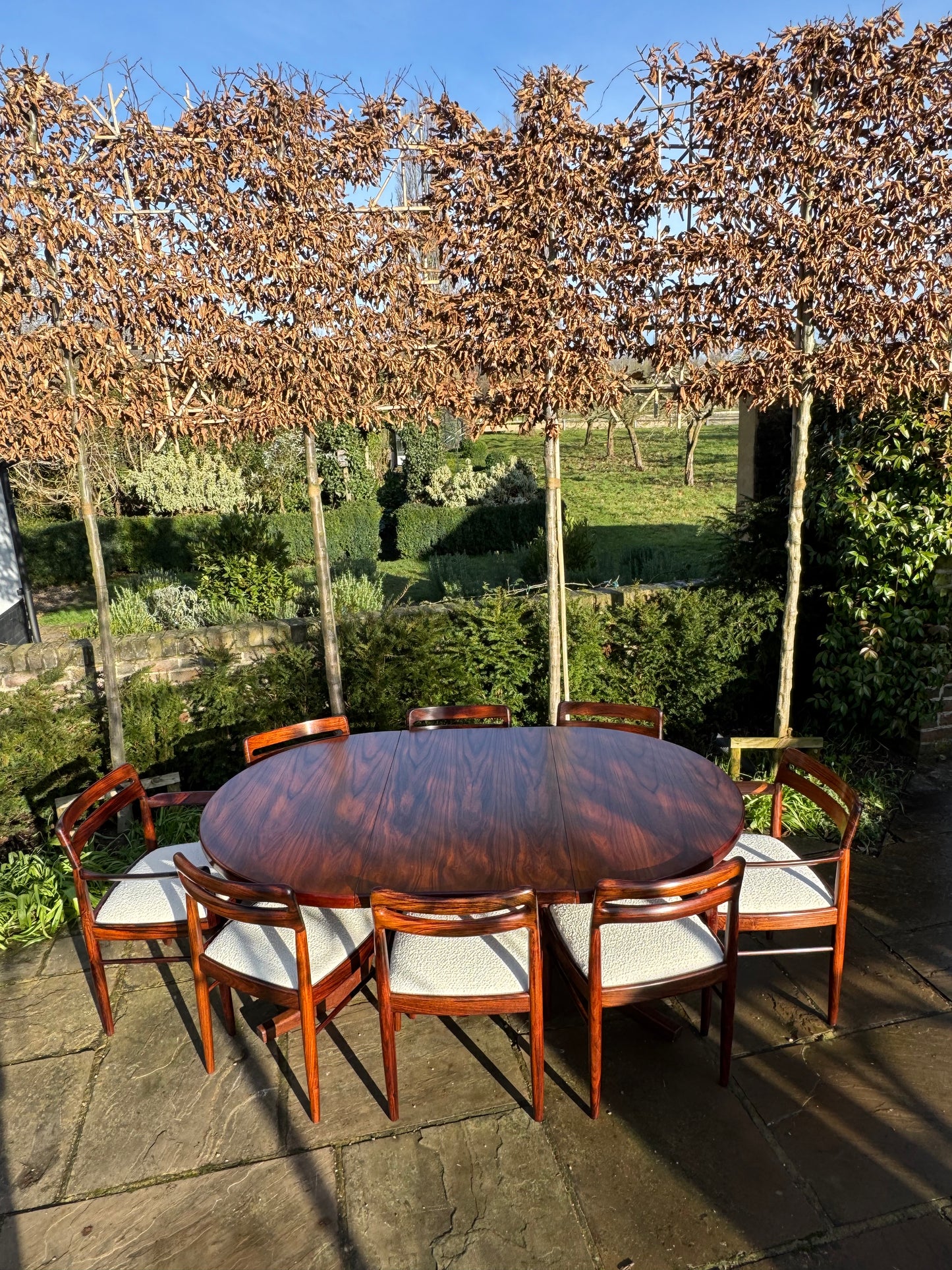 Mid Century Modern Danish Rosewood Dining Table and Eight Rosewood chairs by H W Klein for Bramin 1960s - Pending A10 certificate