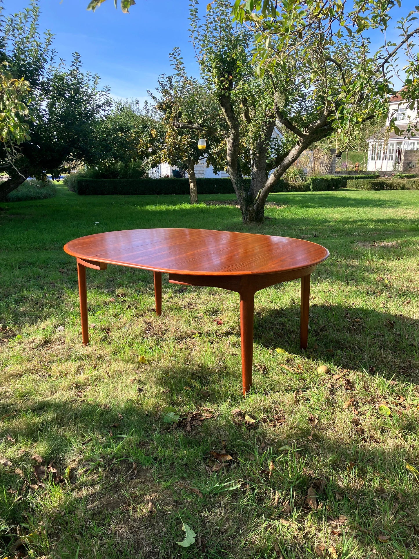 Mid Century Modern Model 62 Extra Large Extending Dining Table By Henning Kjærnulf for Sorø Stolefabrik In Teak 10-12 Seater Fully Restored