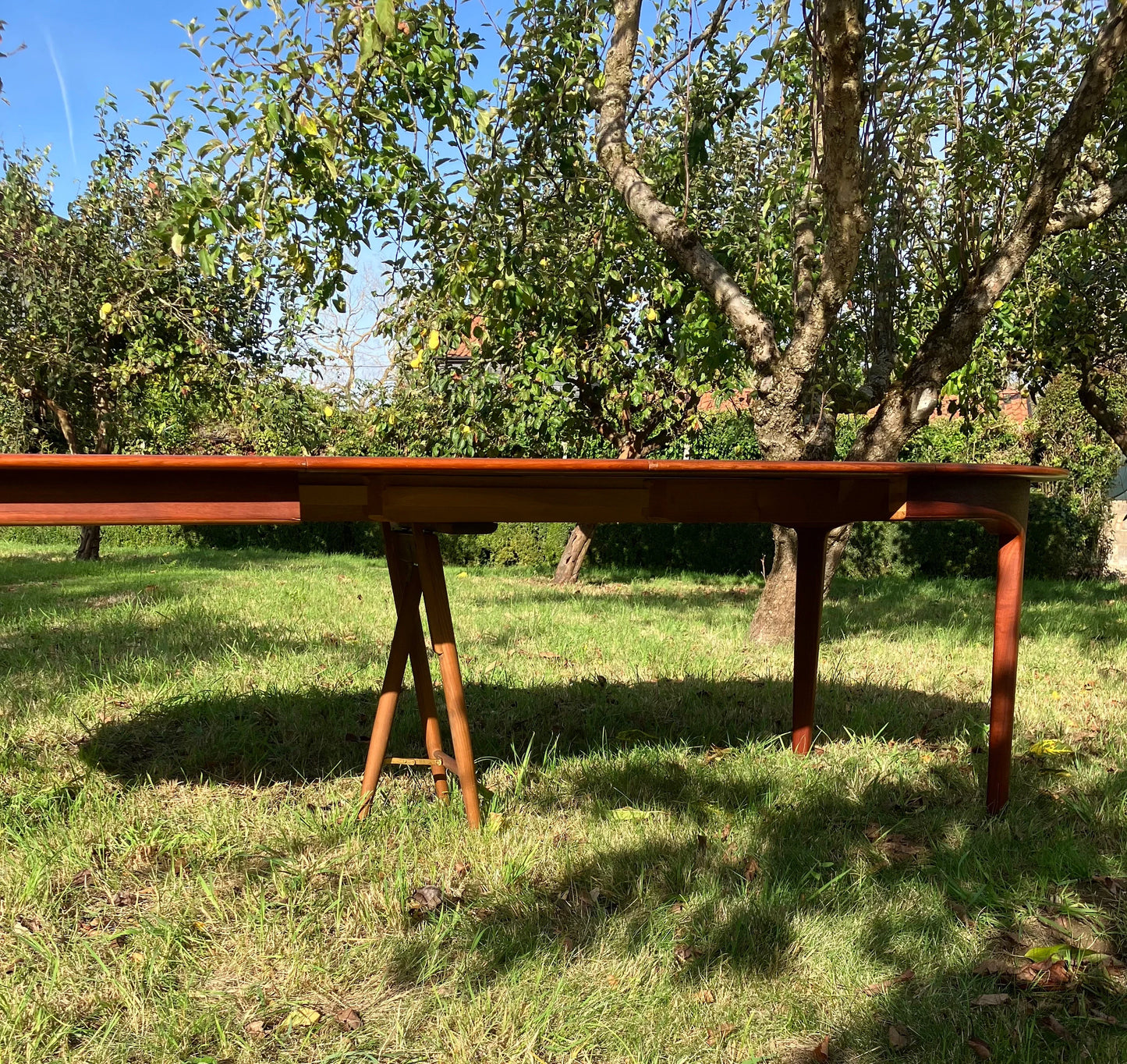 Mid Century Modern Model 62 Extra Large Extending Dining Table By Henning Kjærnulf for Sorø Stolefabrik In Teak 10-12 Seater Fully Restored