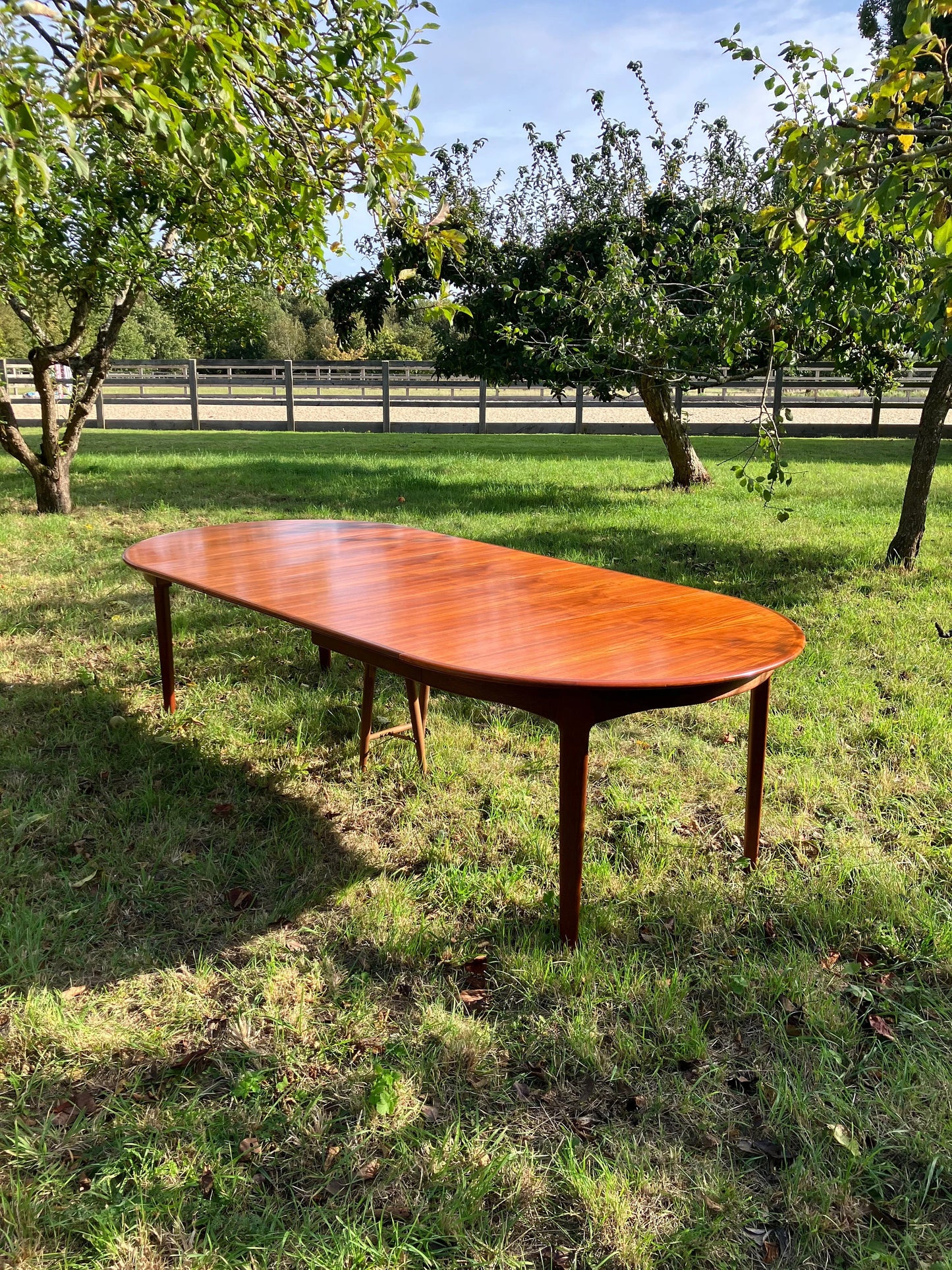 Mid Century Modern Model 62 Extra Large Extending Dining Table By Henning Kjærnulf for Sorø Stolefabrik In Teak 10-12 Seater Fully Restored