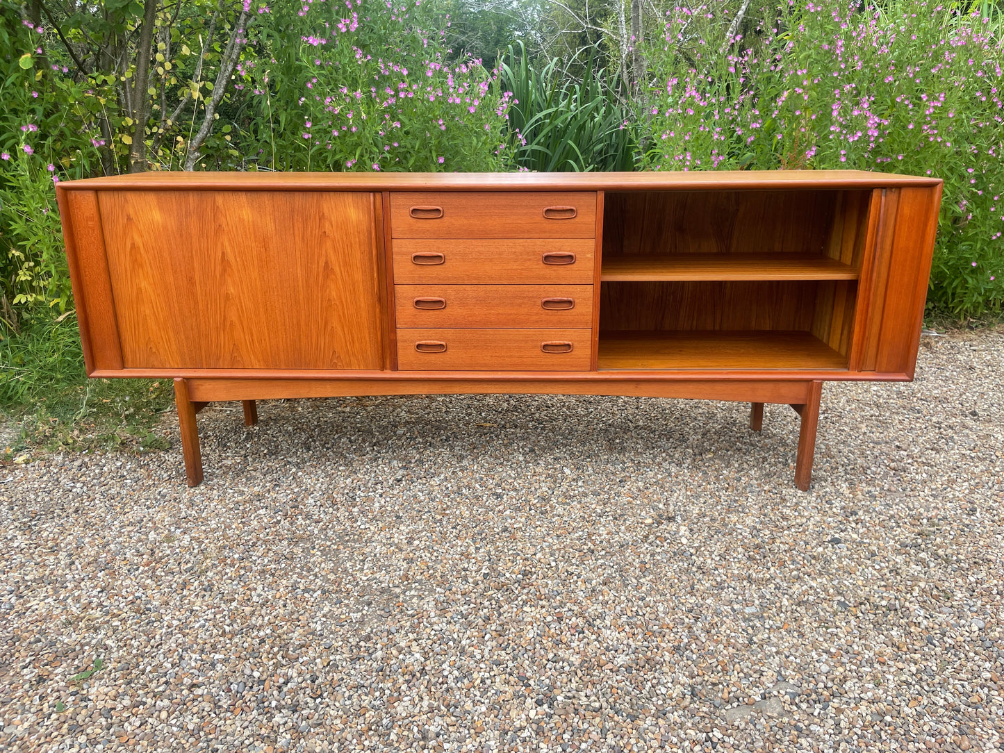 A Teak Tambour Fronted Sideboard by Bernh. Pedersen & Son’s, Danish, Mid-Century Modern 1970's