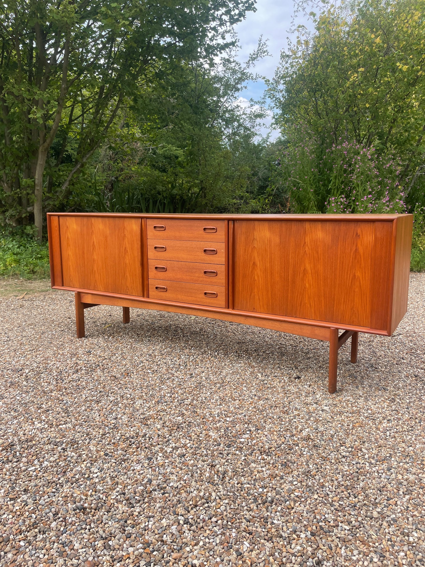 A Teak Tambour Fronted Sideboard by Bernh. Pedersen & Son’s, Danish, Mid-Century Modern 1970's