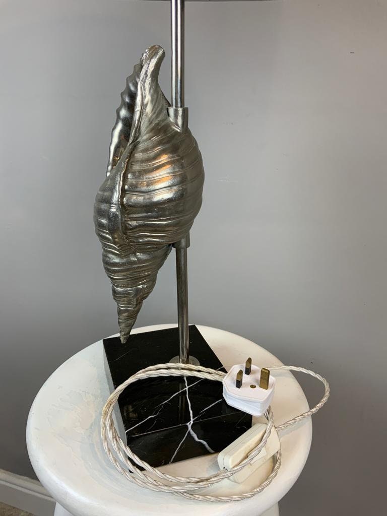 Silver Coloured Metal Chapman-style Shell Lamp - Desk/ Side /Bedroom /Living Room Lamp