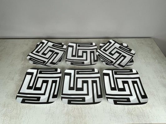 Mid Century Modern 1980s Geometric Dedalo Versace Dinner Plates / Service Charger