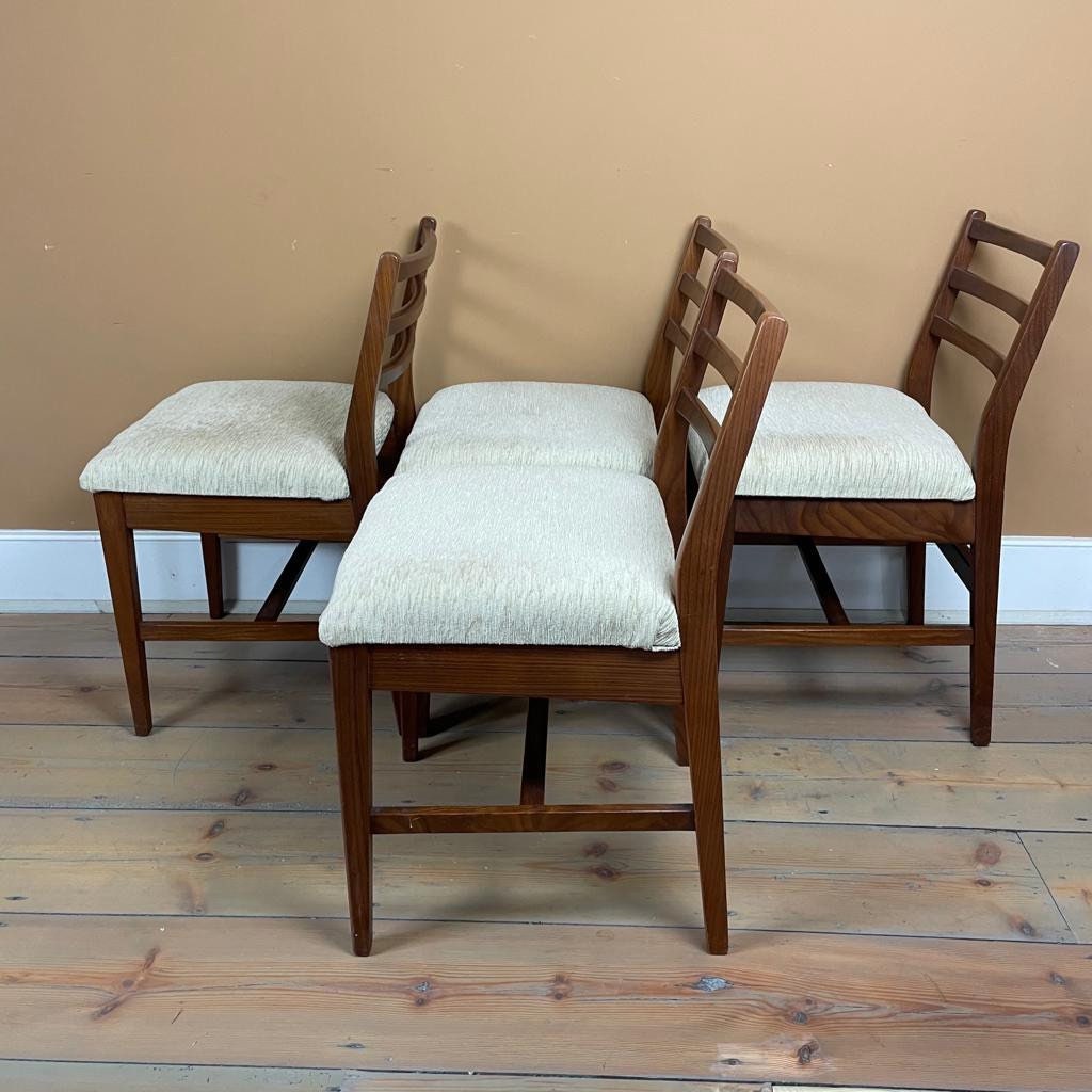 Mid Century Modern 1960s Set of Four Newly Upholstered Teak Dining Chairs by A Younger