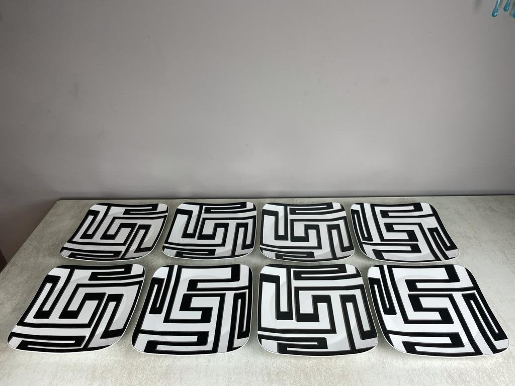 No 4 -  2 xMid Century Modern 1980s Geometric Dedalo Versace Dinner Plates / Service Charger