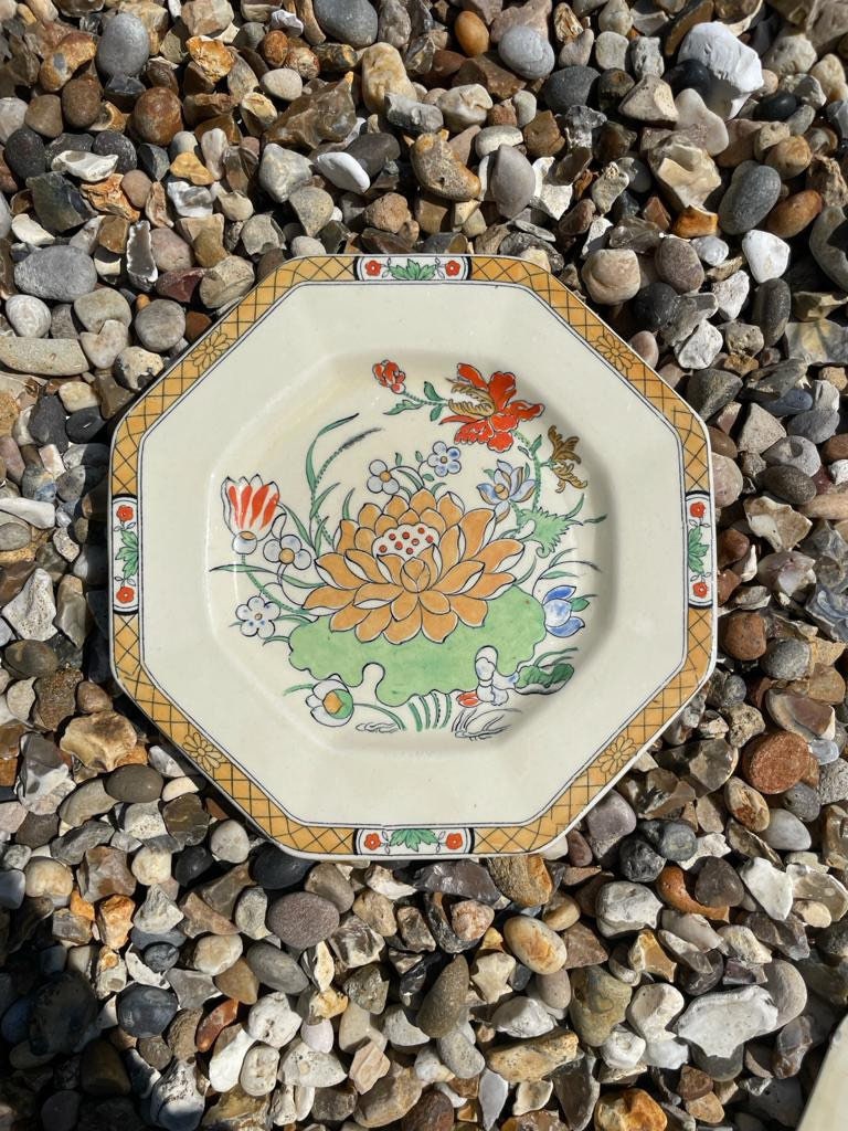 Vintage Mason ironstone Lotus Flower Handpainted Plates