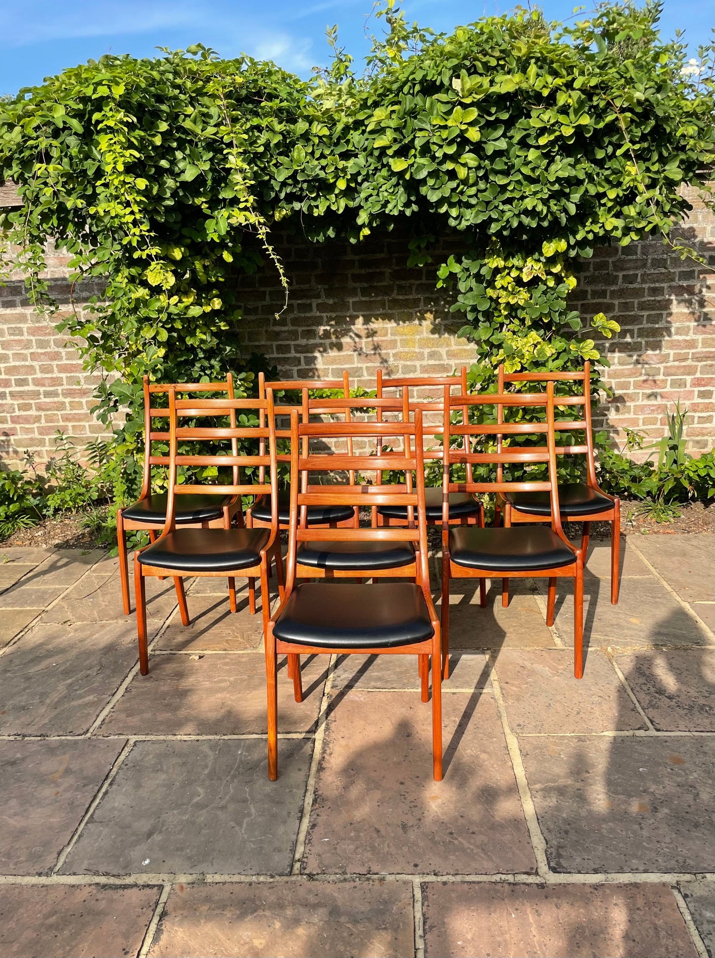 Reserved for Manuela ***Mid Century Modern 1960s Teak Dining Chairs with Leatherette Seats by Kai Kristiansen for Korup Mobelfabrik