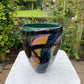 Beautiful  Large Vintage Blue, Grey and Black with gold leaf Decorative Vase Signed By Ioan Nemtoi