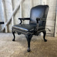For Michael*** Ralph Lauren Clivedon Black Leather Carved / Armchair / Club Chair