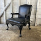 For Michael*** Ralph Lauren Clivedon Black Leather Carved / Armchair / Club Chair