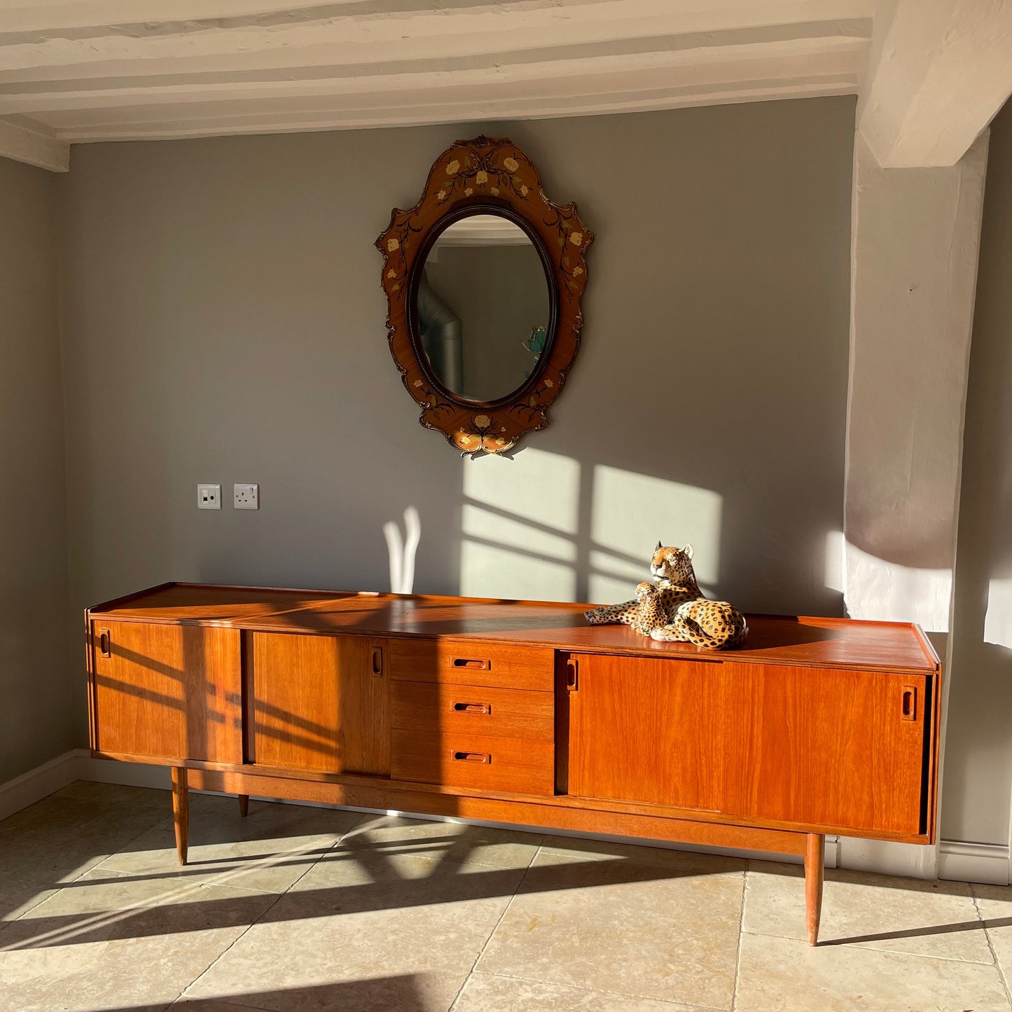 Reserved for Barbara Becker/Nancy Chin **** Mid Century Modern Teak Sideboard, By Maple Furniture, 1950s, Nils Jonsson for Hugo Troeds extending Dining Table, Mid- Century Modern Swedish, Crates and Shipping