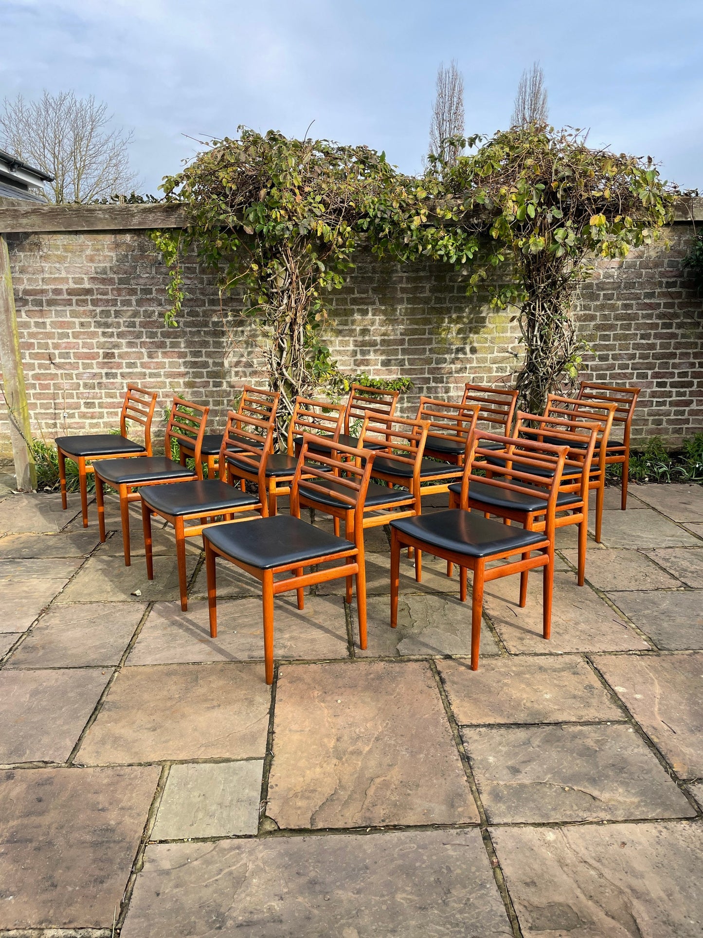 Teak MCM dining chairs by Erling Torvits  for Sorø Stolefabrik Set of 14 1960s