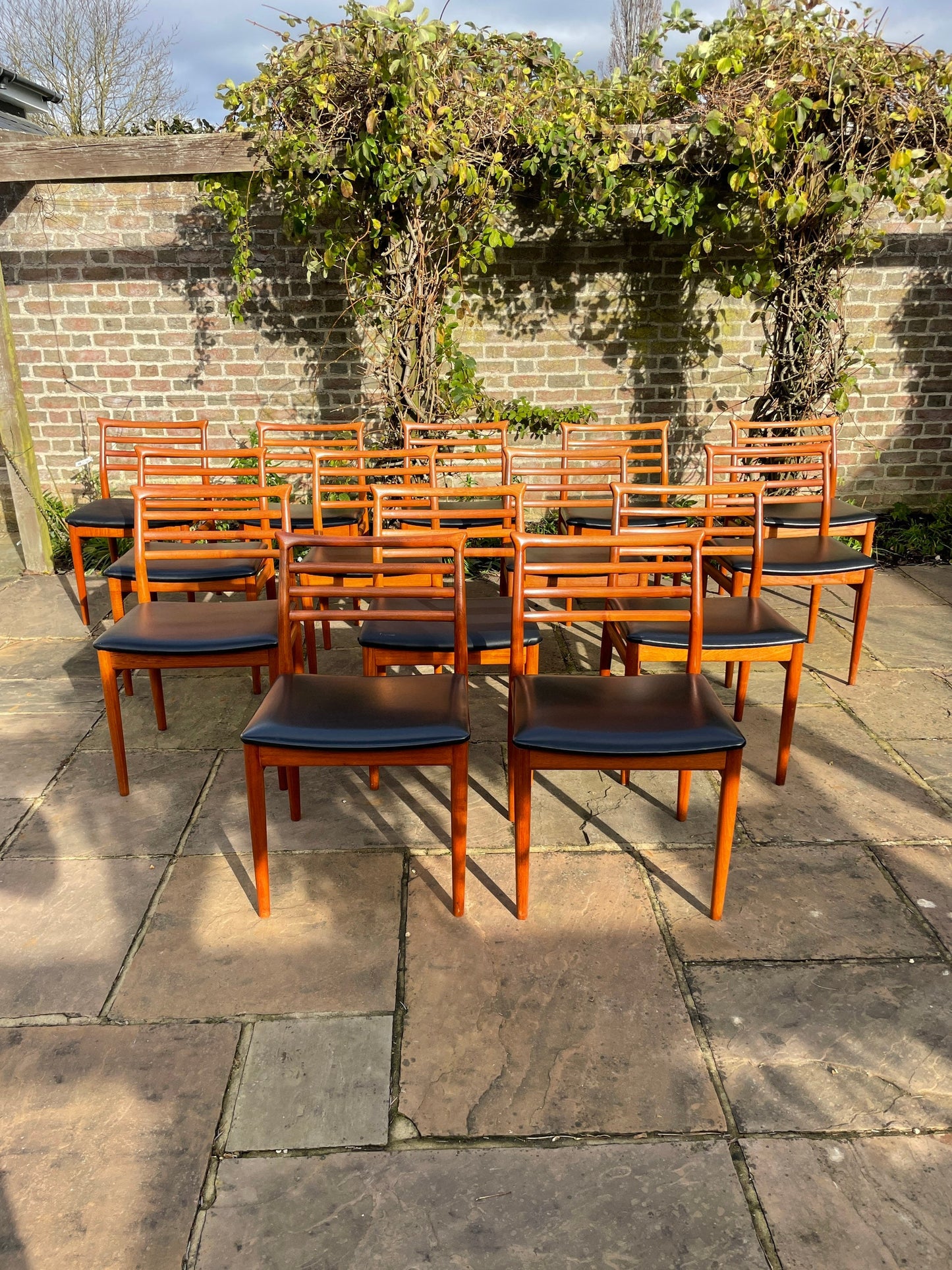 Teak MCM dining chairs by Erling Torvits  for Sorø Stolefabrik Set of 14 1960s