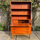 Teak Tambour Fronted Danish Secretaire Bureau With Pull Out Desk 1950's Mid Century Modern