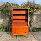 Teak Tambour Fronted Danish Secretaire Bureau With Pull Out Desk 1950's Mid Century Modern