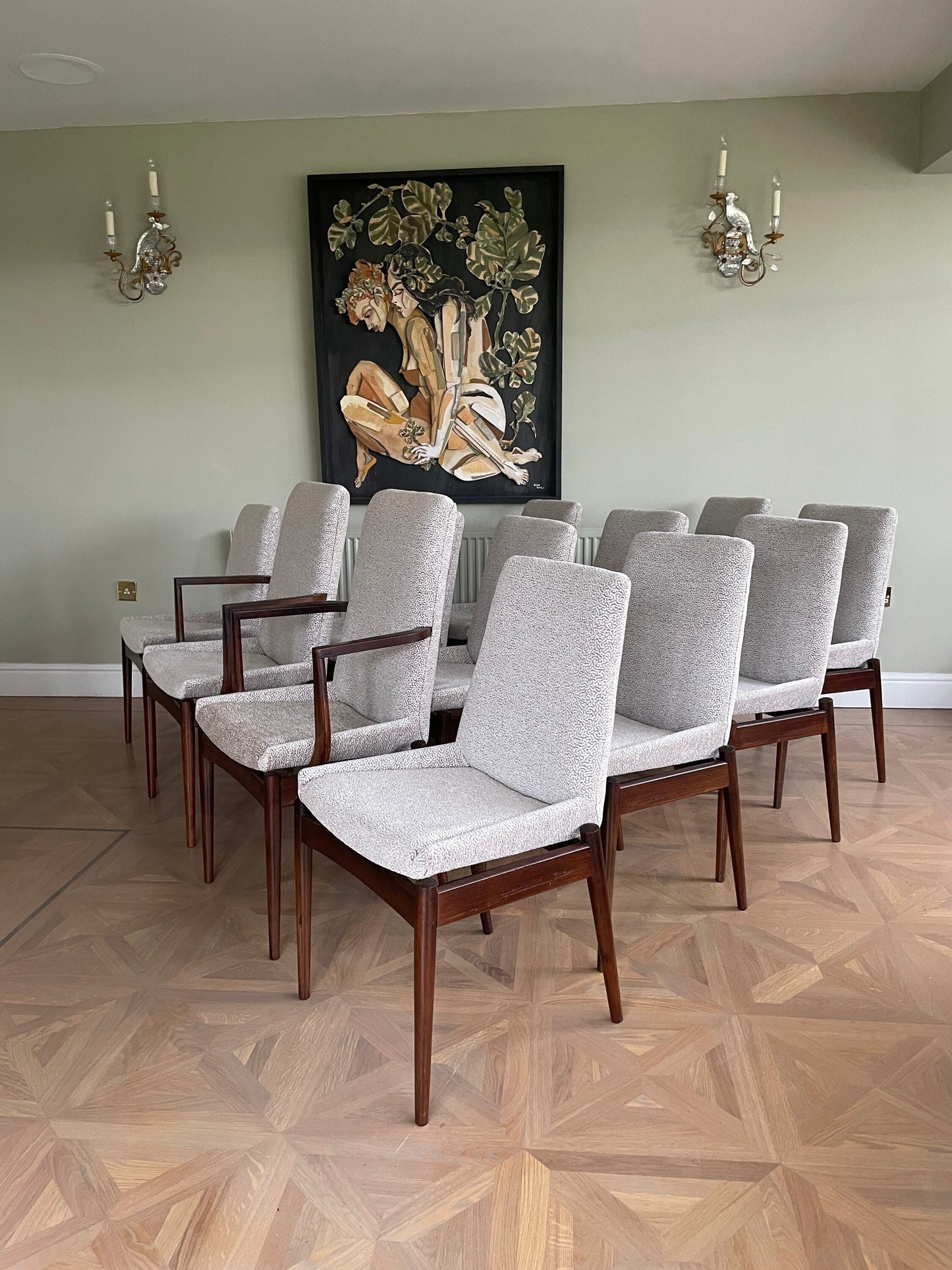 ON HOLD **** Set Of 10 Rosewood Dining Chairs by Robert Heritage for Archie Shine Mid Century Modern 1950's (Carvers not included)
